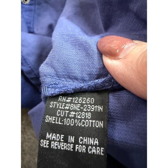 Velvet Heart Western Shirt Women's Large Blue 100% Cotton Long Sleeve Pearl Snap - Picture 8 of 9